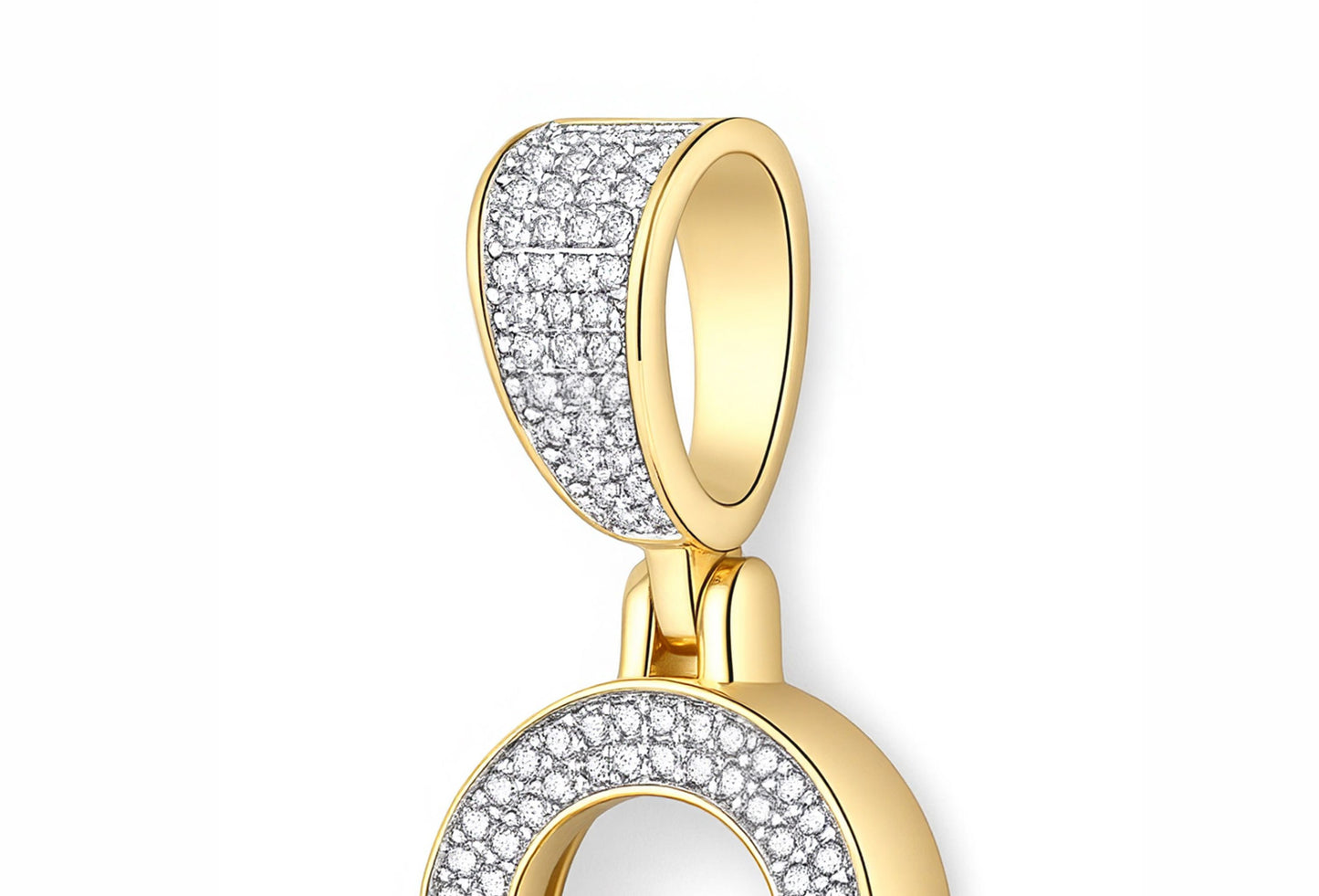 Close-up of diamond setting on 14K Egyptian Ankh Cross Pendant