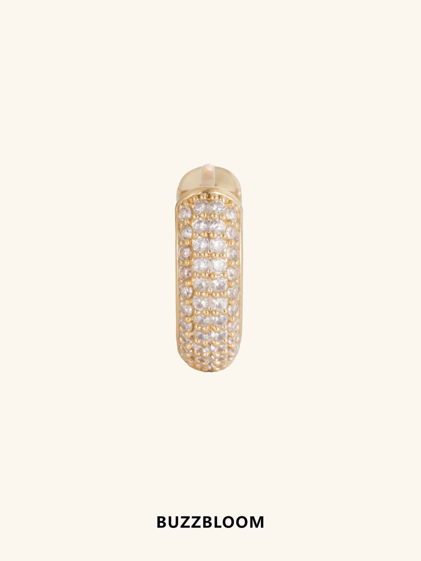 14K gold diamond hoop earrings front view - BuzzBloom NYC luxury jewelry