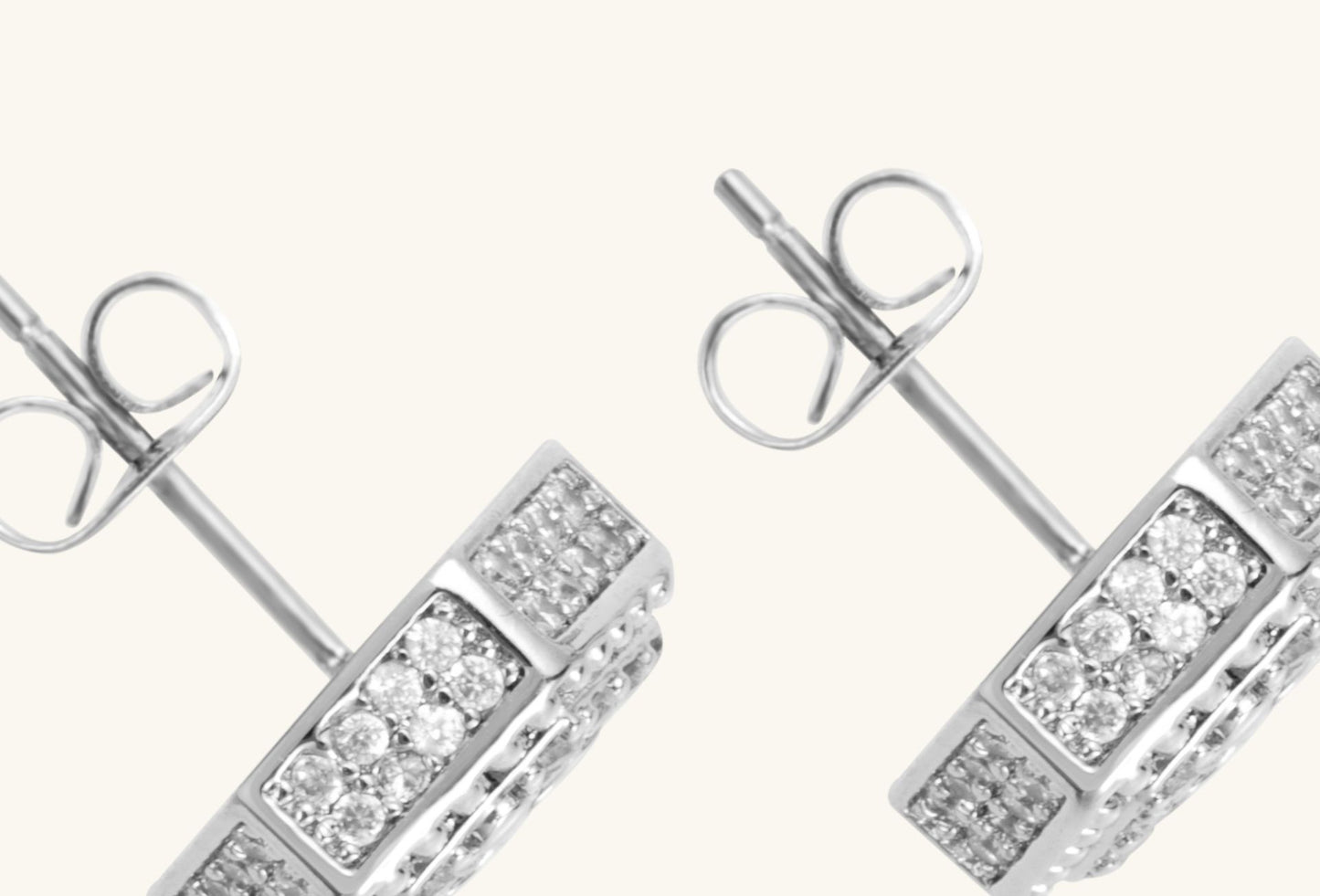 Back view of 14K Hexagonal Cross Diamond Stud Earring with secure stud fastening