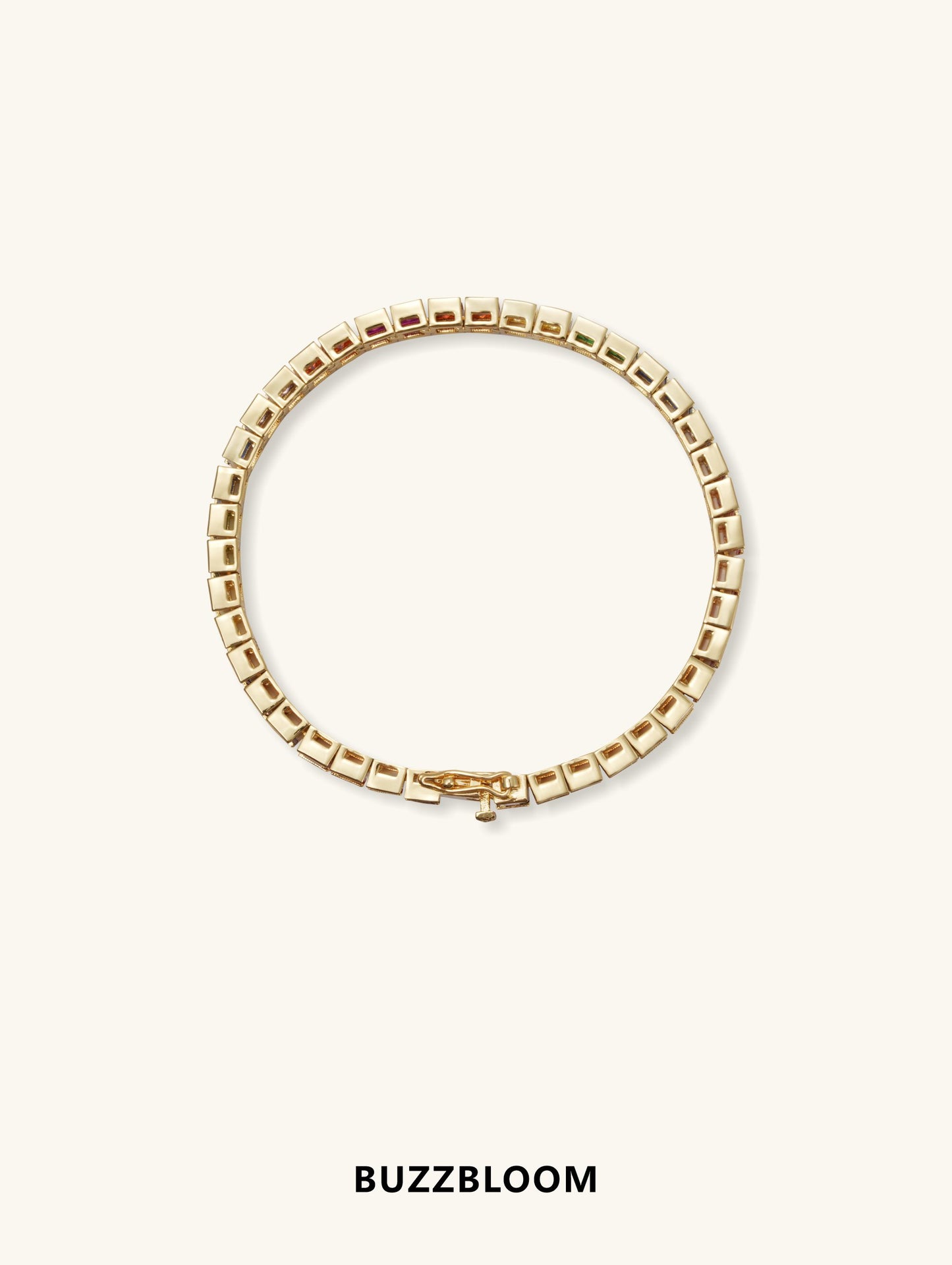 Backside of 14K rainbow diamond bracelet in 14k yellow gold
