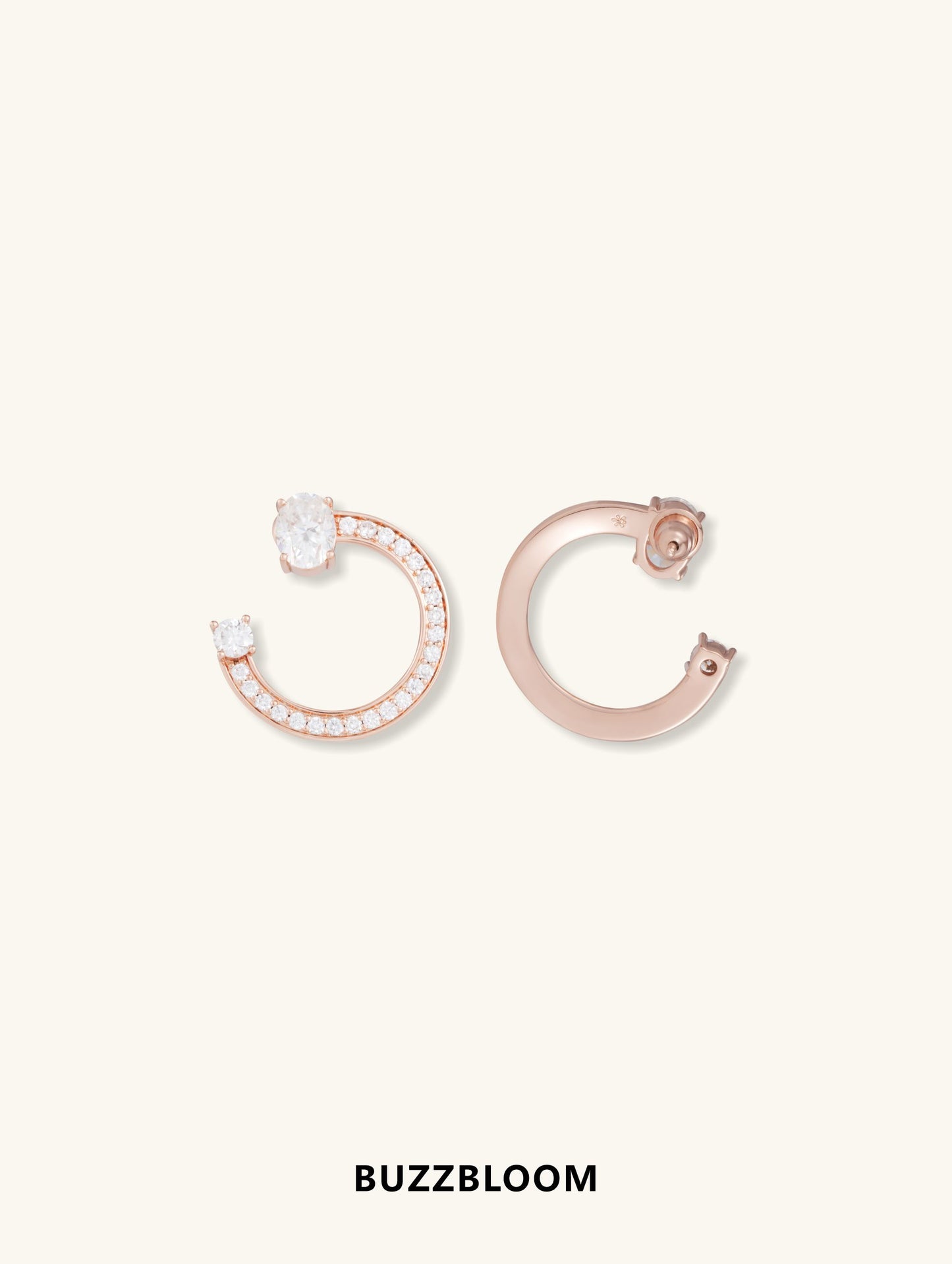 Back view of 14K rose gold fashion earrings showcasing polished finish