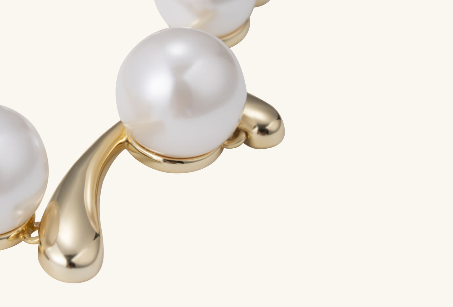 Close-up of pearls and diamond accents on Australian White Shell Pearl 14K Diamond Necklace