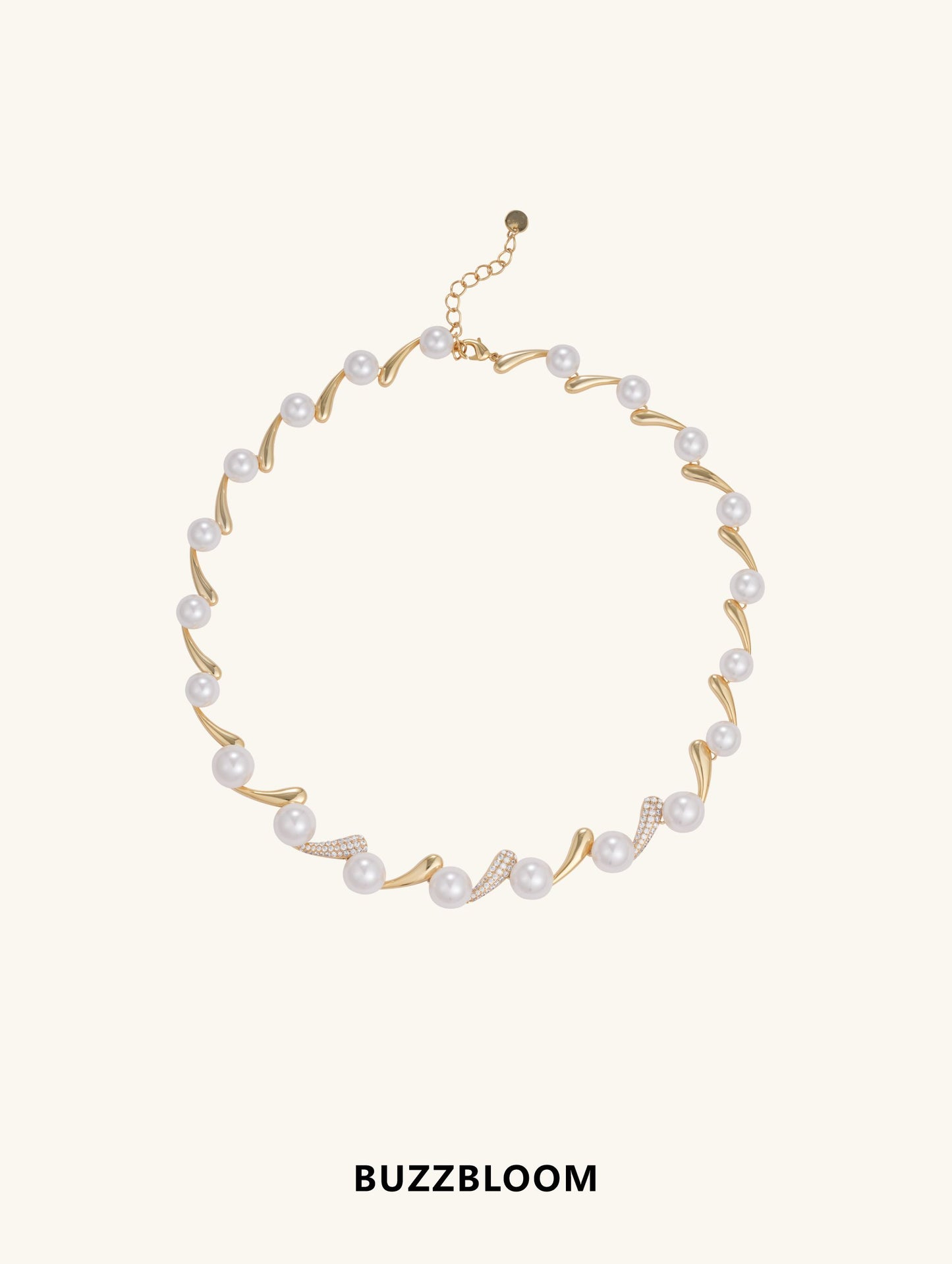Full circle view of Australian White Shell Pearl 14K Diamond Necklace