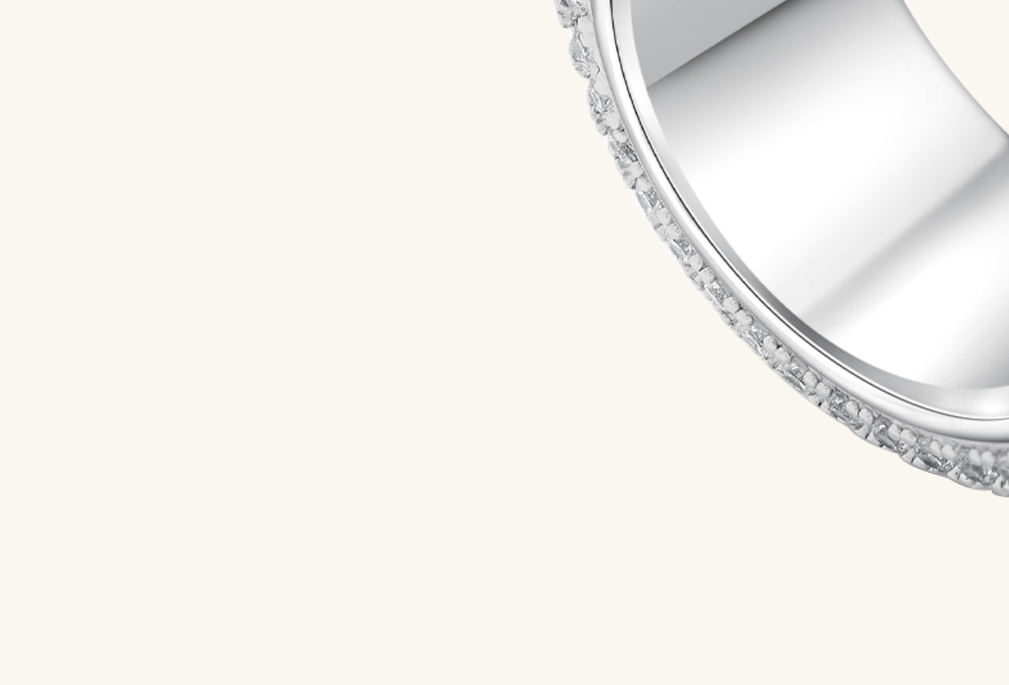 Macro view of BuzzBloom 14K diamond Cuban ring highlighting intricate link craftsmanship and polished finish.