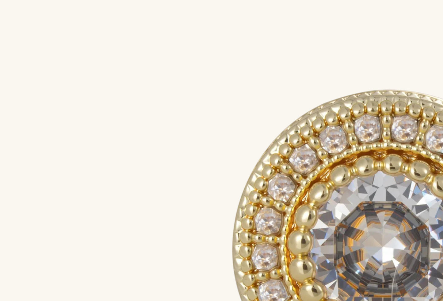 BUZZBLOOM 14K round full diamond stud earrings, close-up front view showing intricate pavé diamond setting and flawless cut.