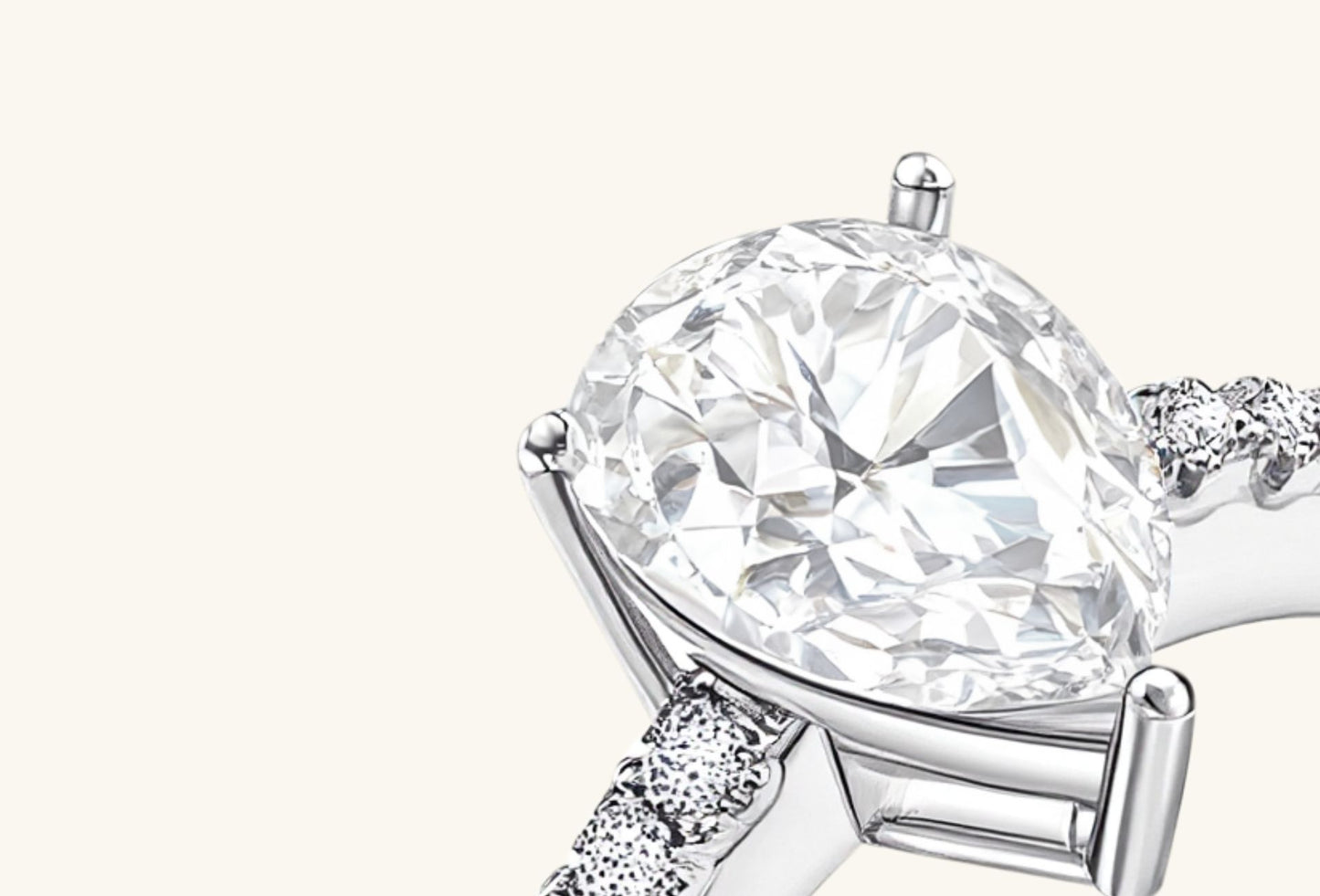 Detailed view of BUZZBLOOM 14K diamond ring pavé band with shimmering small diamonds