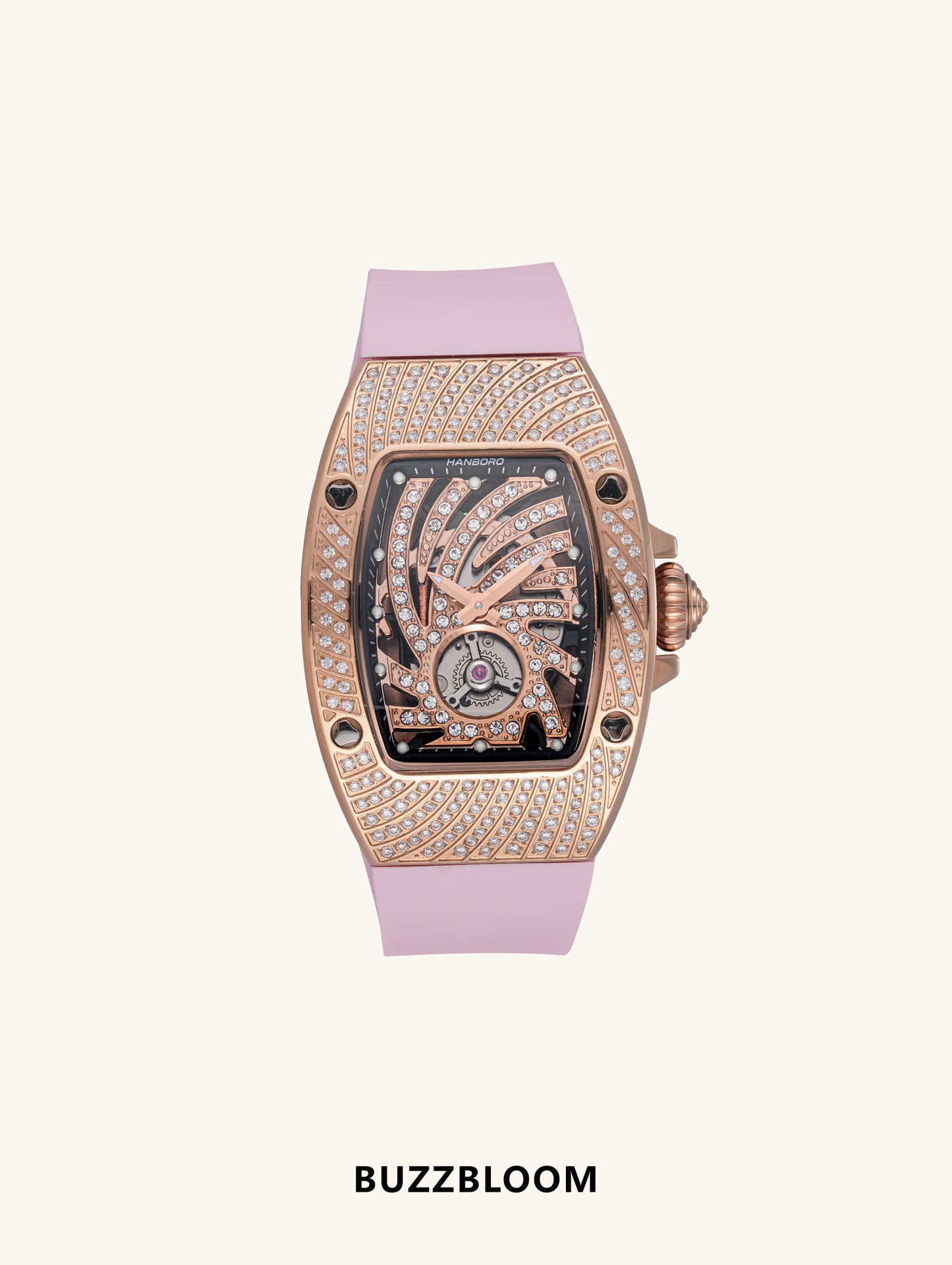BuzzBloom 304 Stainless Steel Crystal Diamond Quartz Women’s Watch front view