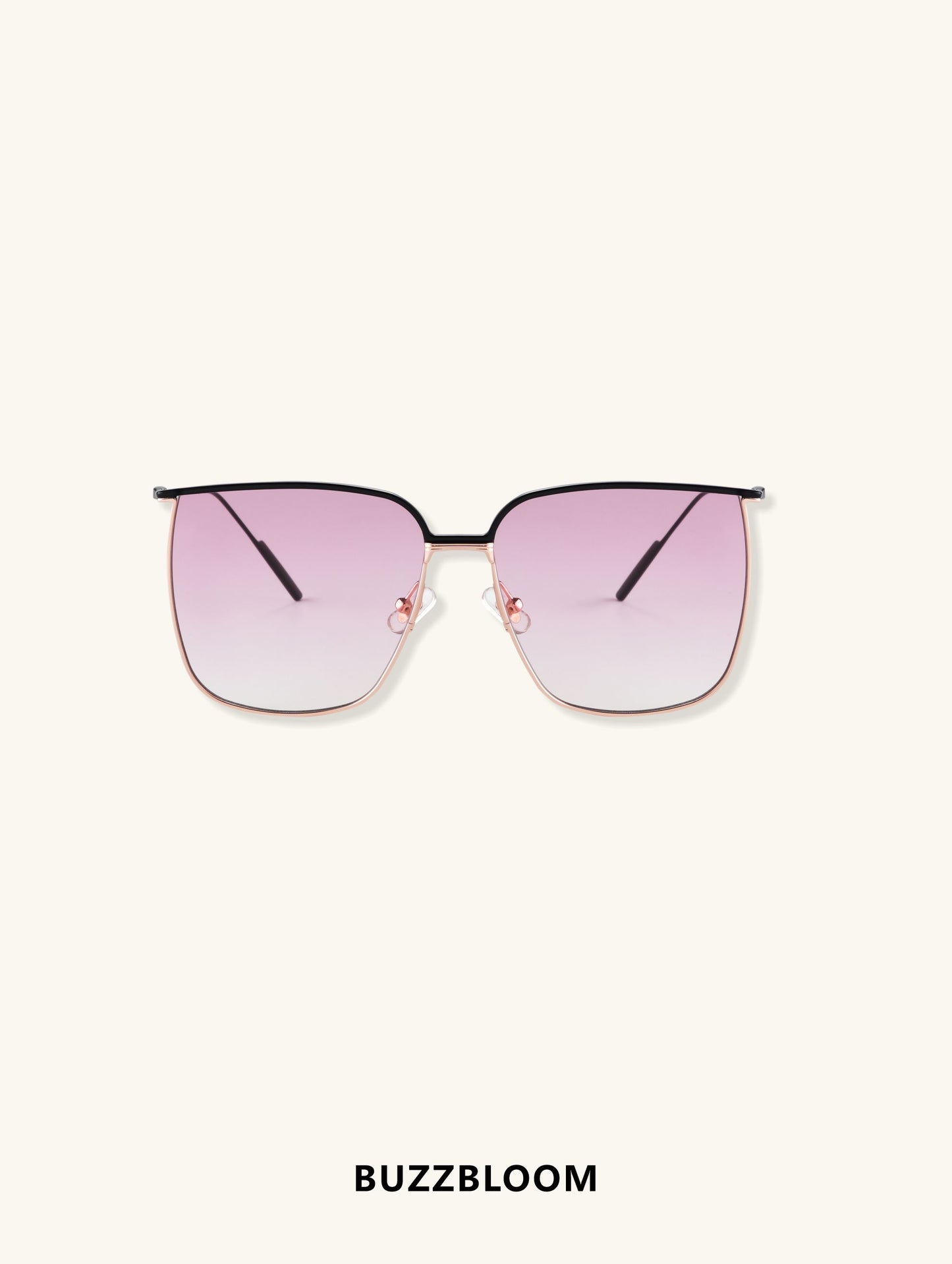 BUZZBLOOM Aerospace-Grade Nylon Color-Blocked Metal Large Frame Sunglasses front view