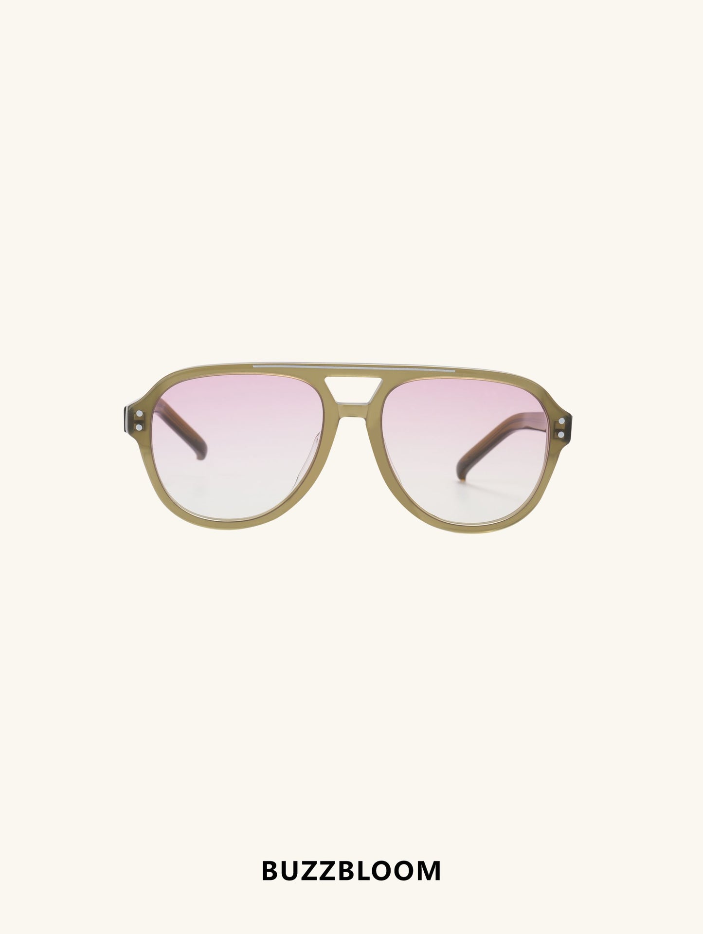 BuzzBloom Aerospace-Grade Nylon Double-Bridge Square Round Frame Sunglasses front view