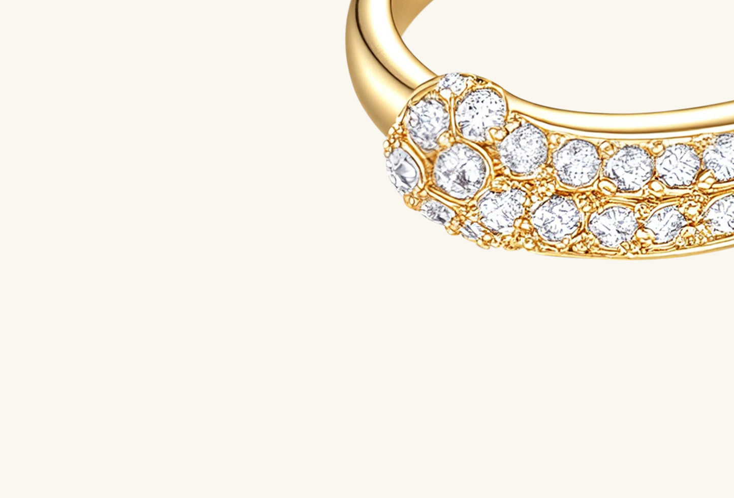 Macro detail of BuzzBloom Australian white shell pearl and diamond pavé craftsmanship.