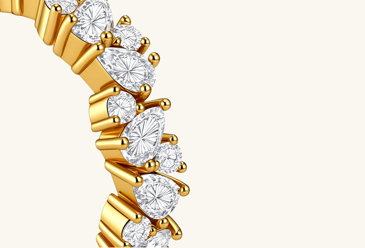 Artistic shadow of BuzzBloom powder-show moissanite eternity band
