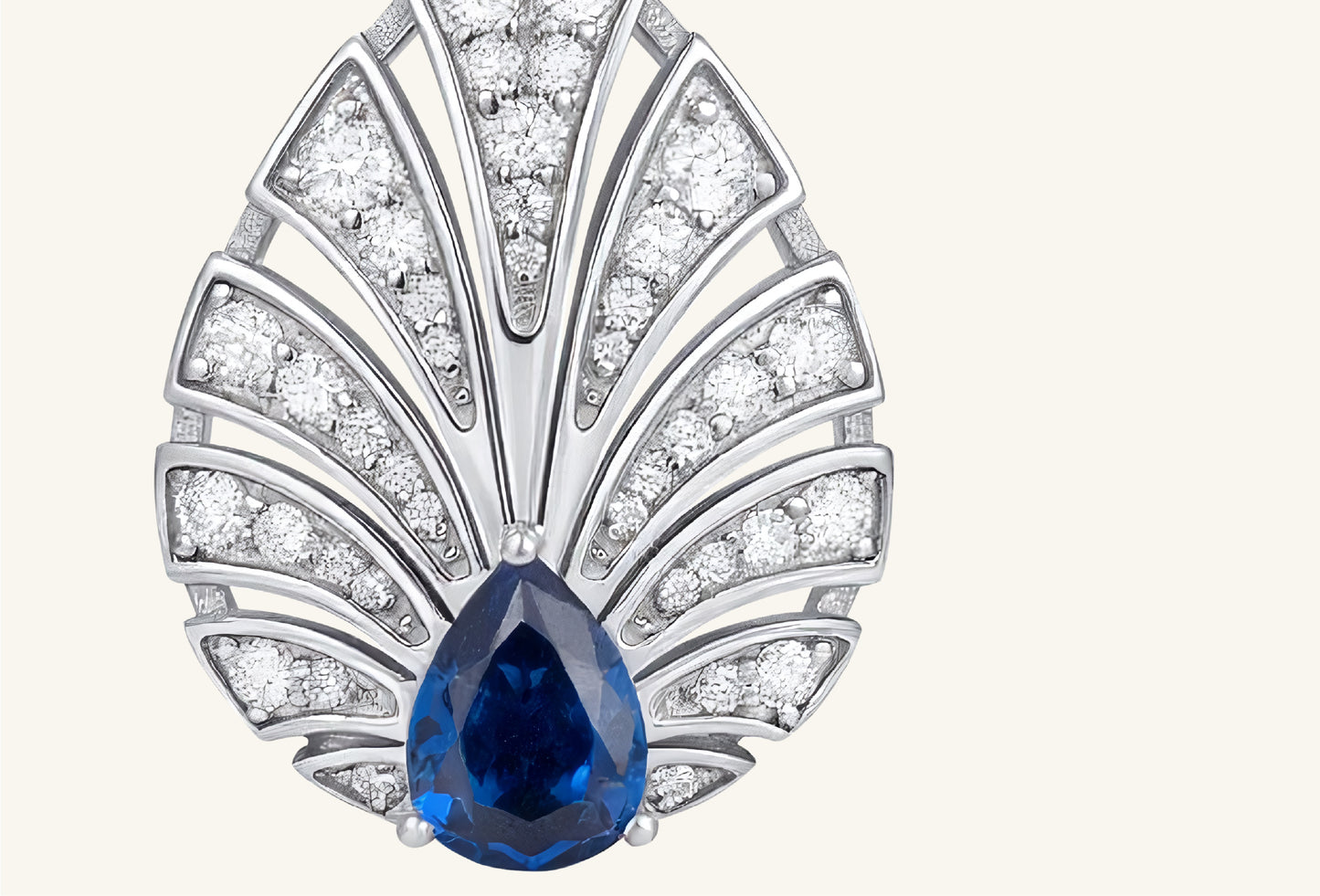Close-up detail of BuzzBloom Brilliant Gleam sapphire and diamond setting