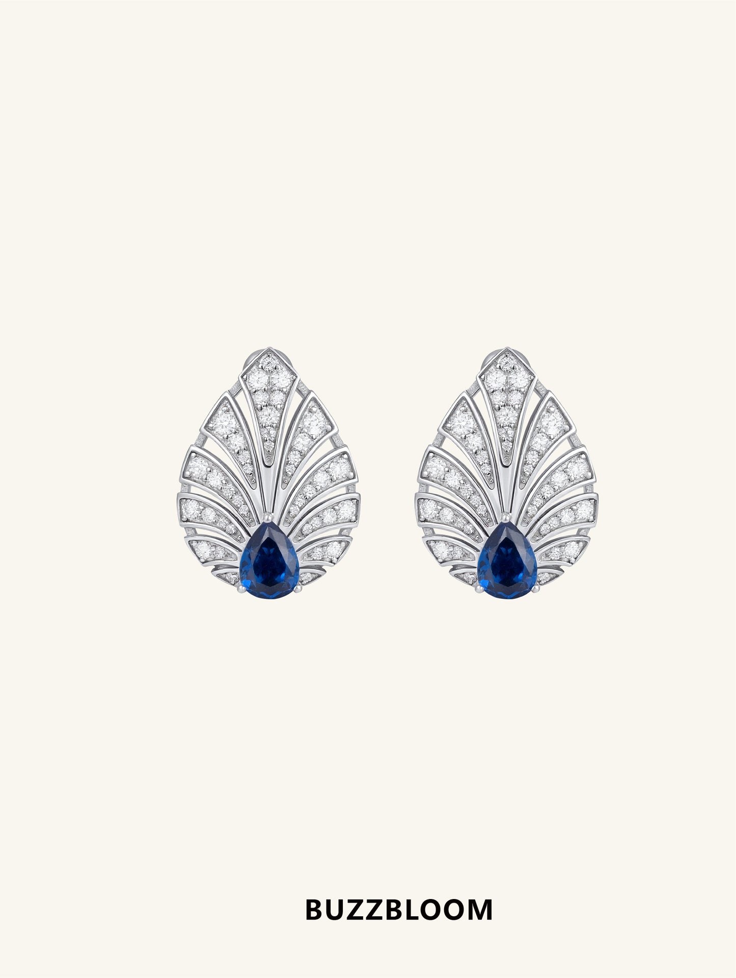 BuzzBloom Brilliant Gleam sapphire earrings front view