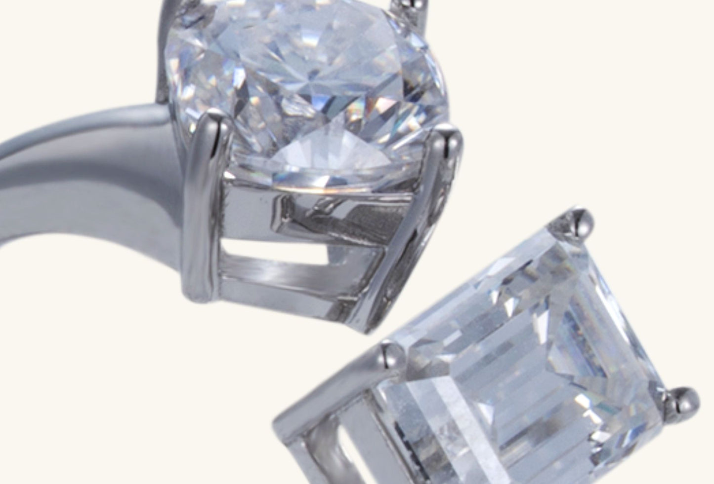 Elegant Double Gemstone 14K White Gold Ring with sparkling brilliance