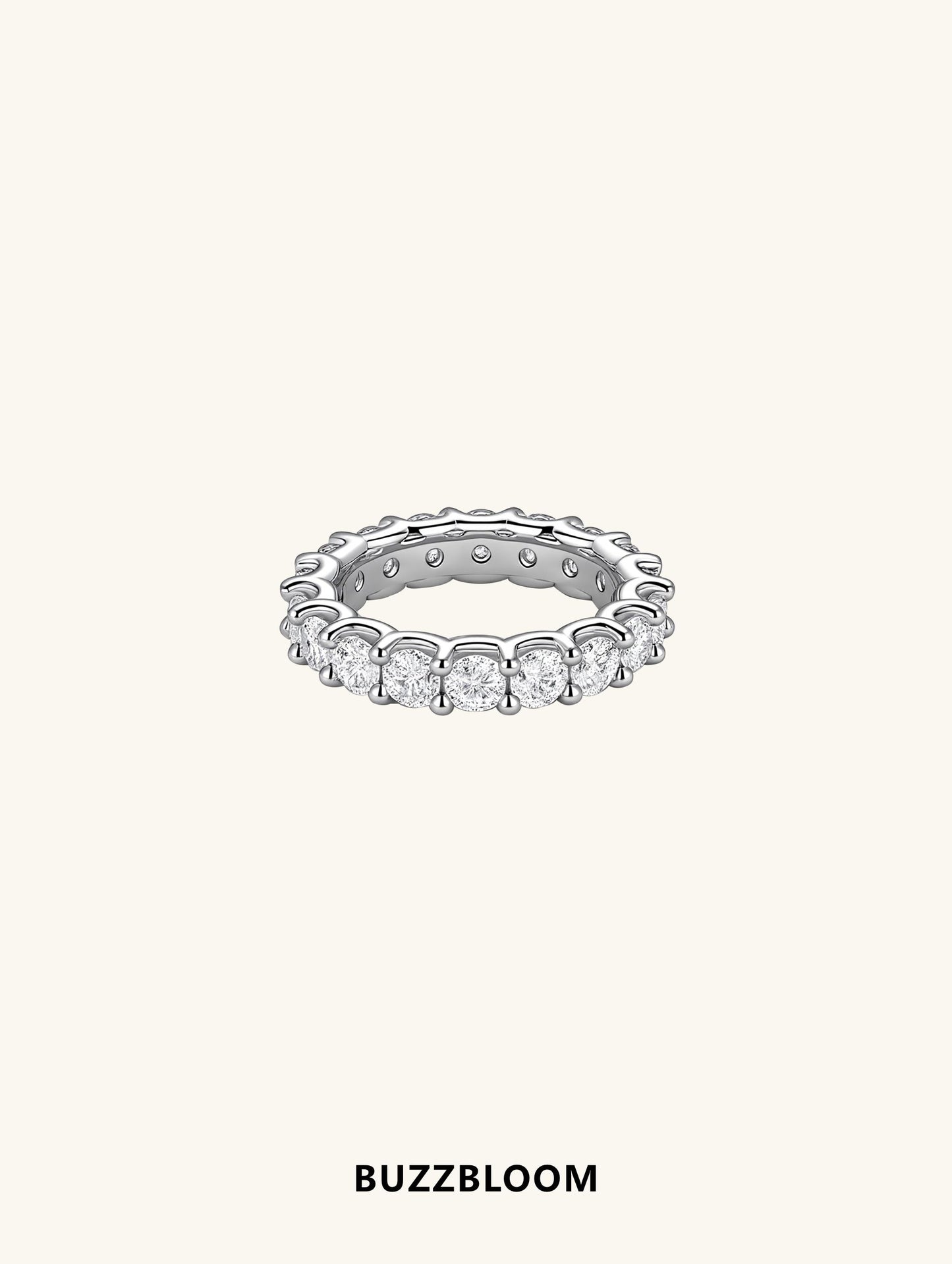 BuzzBloom full eternity diamond band with continuous round diamonds, studio shot