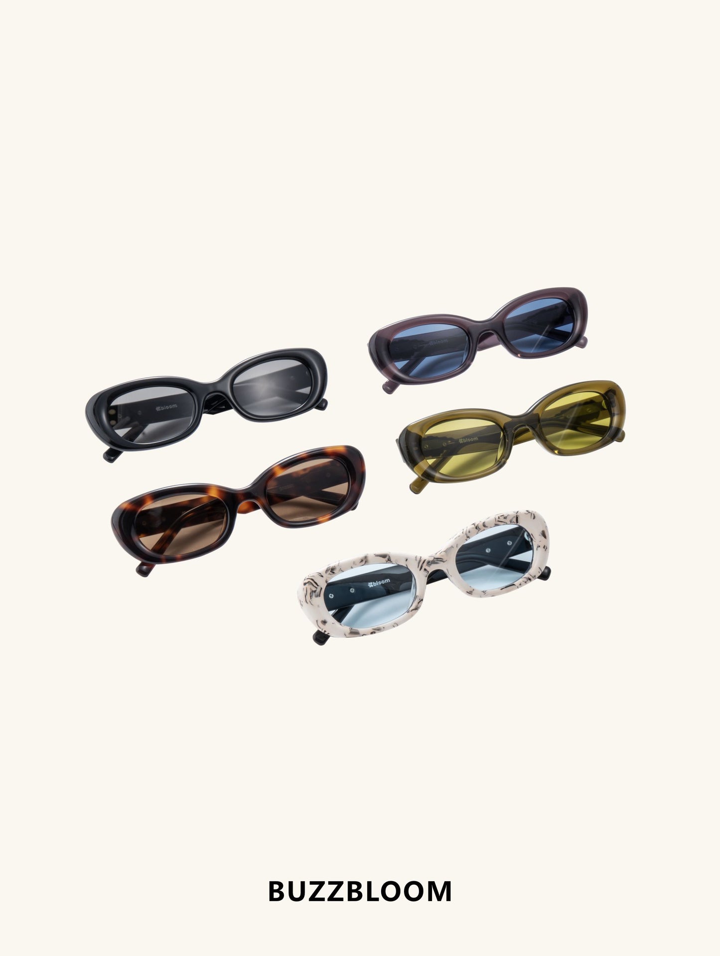 Side profile of BuzzBloom rectangular sunglasses with slim arms.