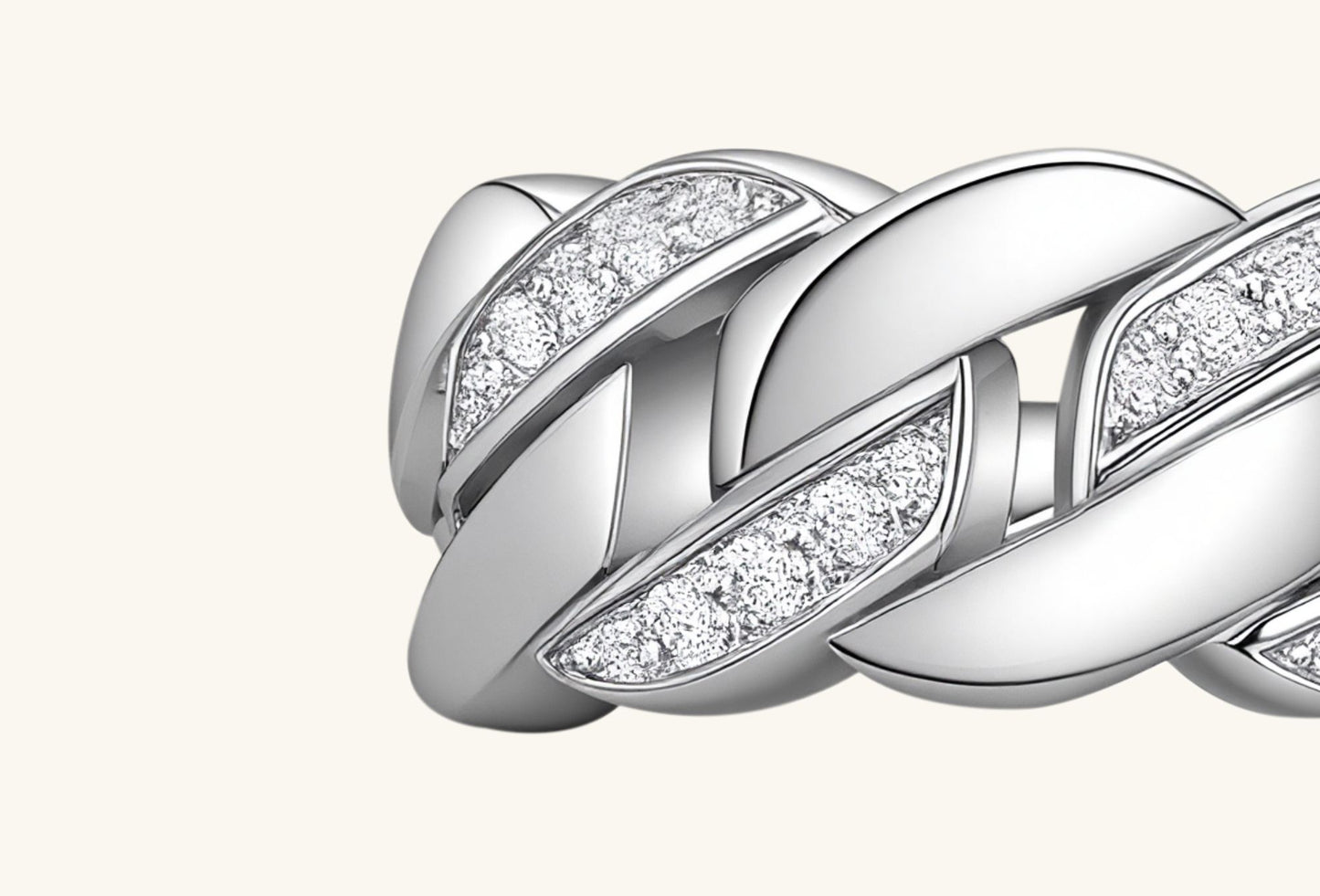 BuzzBloom pave Cuban chain ring in collection styling