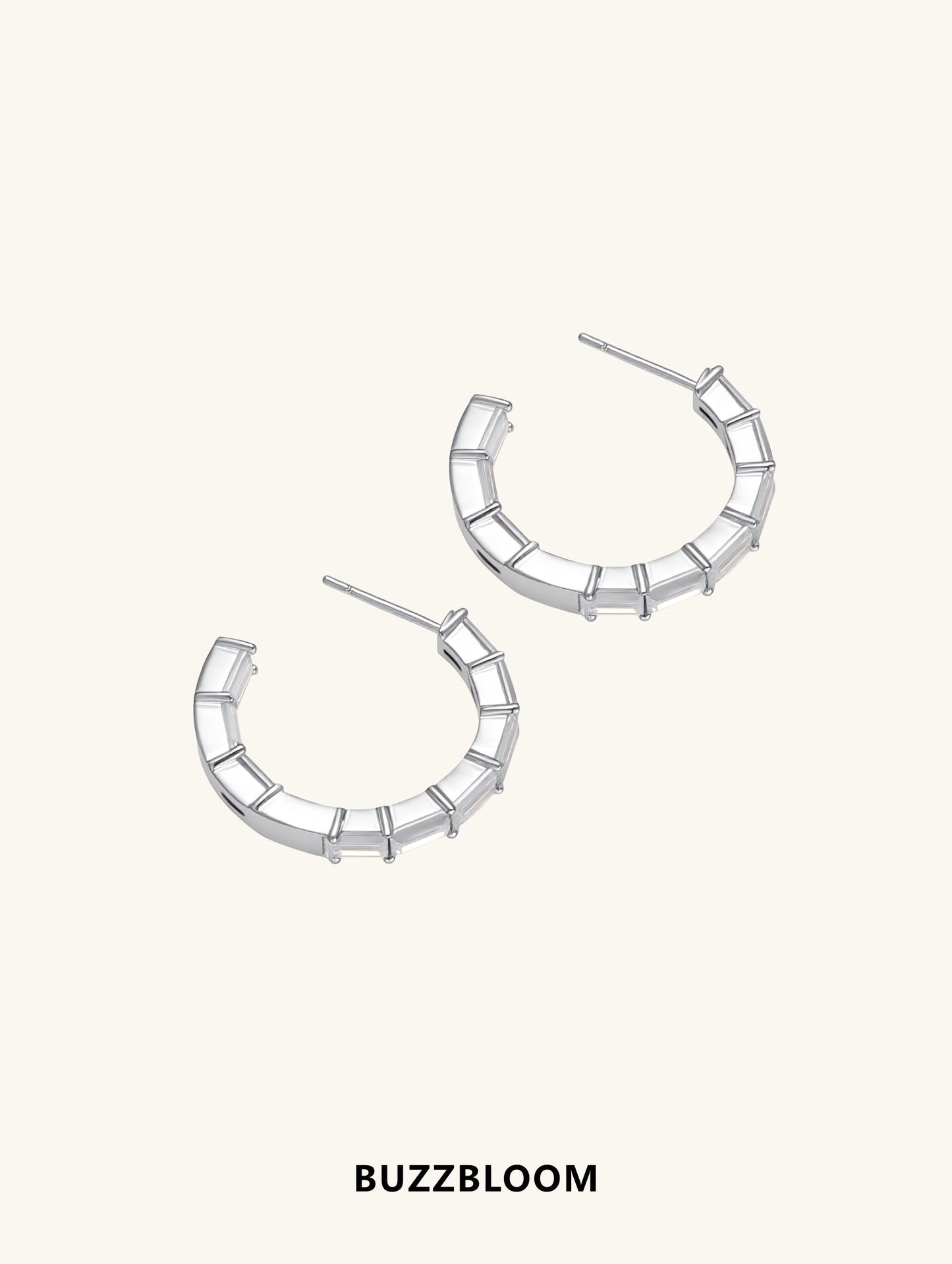 BuzzBloom Prism Loop Earrings angled view showing geometric hoop design