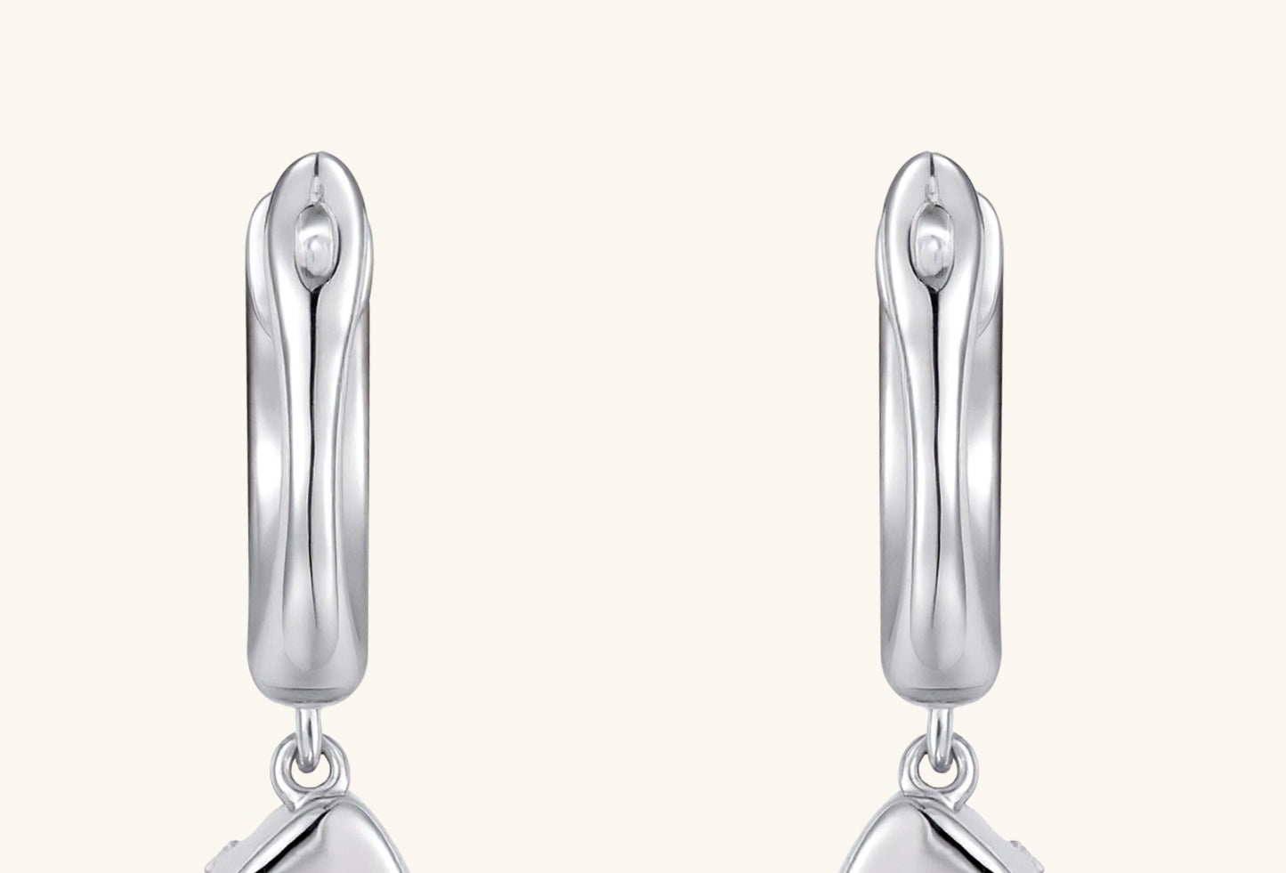 Close-up of clasp detail on BuzzBloom Radiant Drape Moissanite Earrings