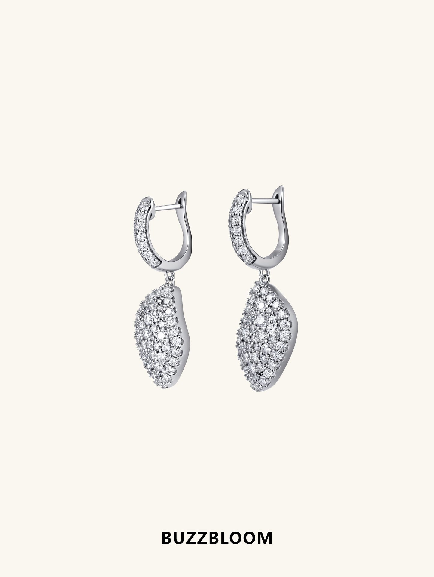 Side angle of BuzzBloom Radiant Drape Moissanite Earrings