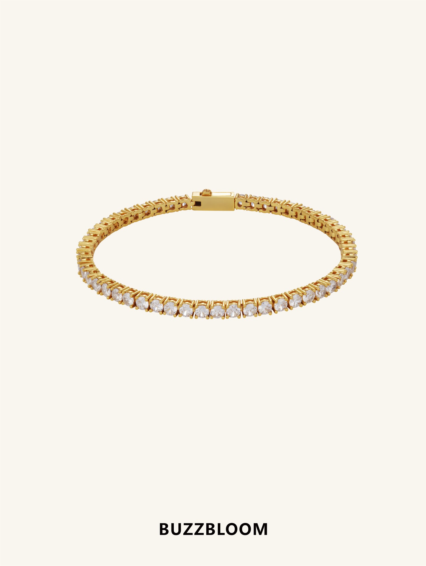 BuzzBloom Radiant Rhythm Gold Tennis Bracelet front view