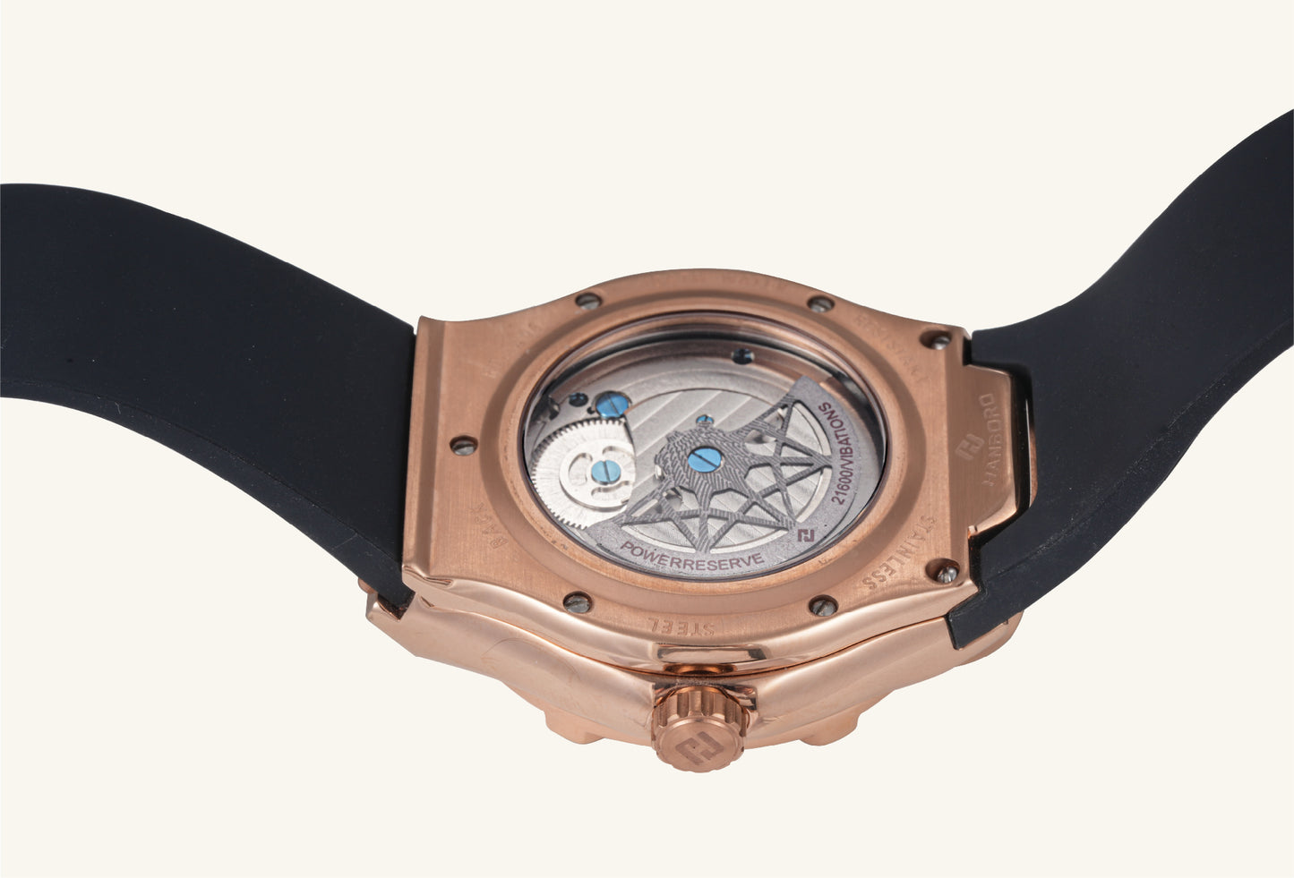BUZZBLOOM Starry Machine rose gold watch macro detail view