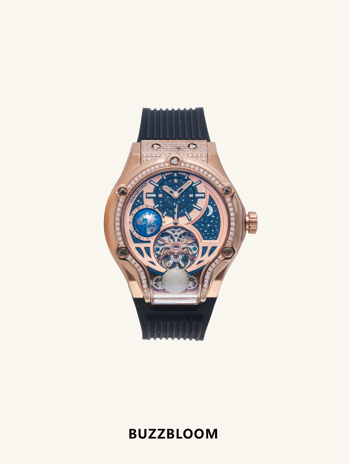 BUZZBLOOM Starry Machine luxury rose gold watch side profile