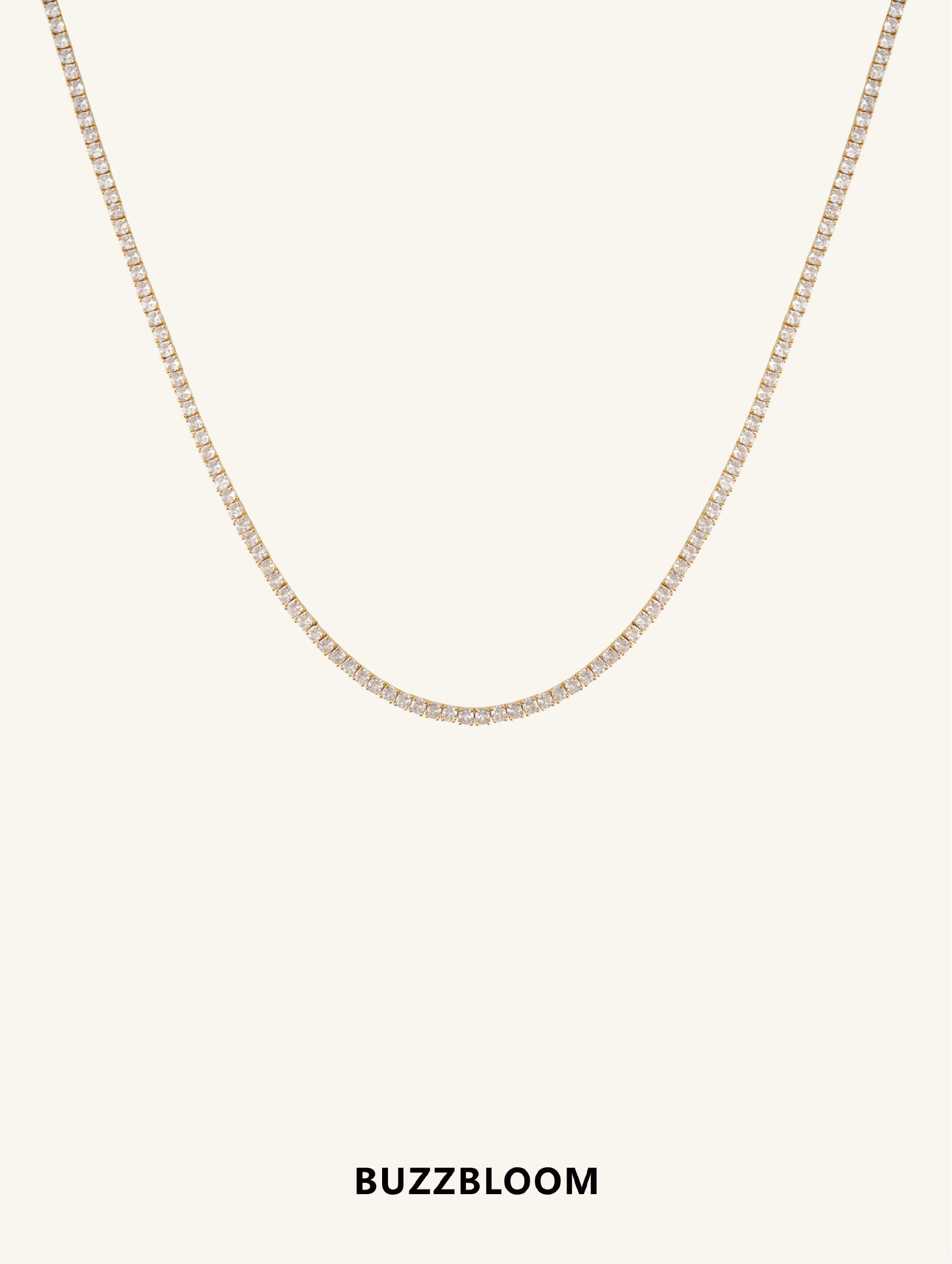 BuzzBloom gold tennis necklace with sparkling diamonds