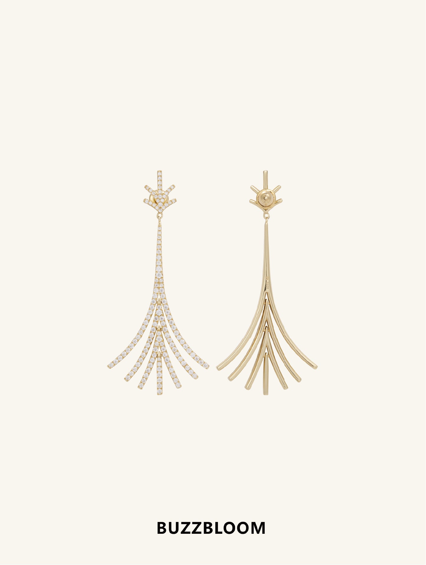 Side view of BUZZBLOOM Twilight Bloom diamond tassel earrings