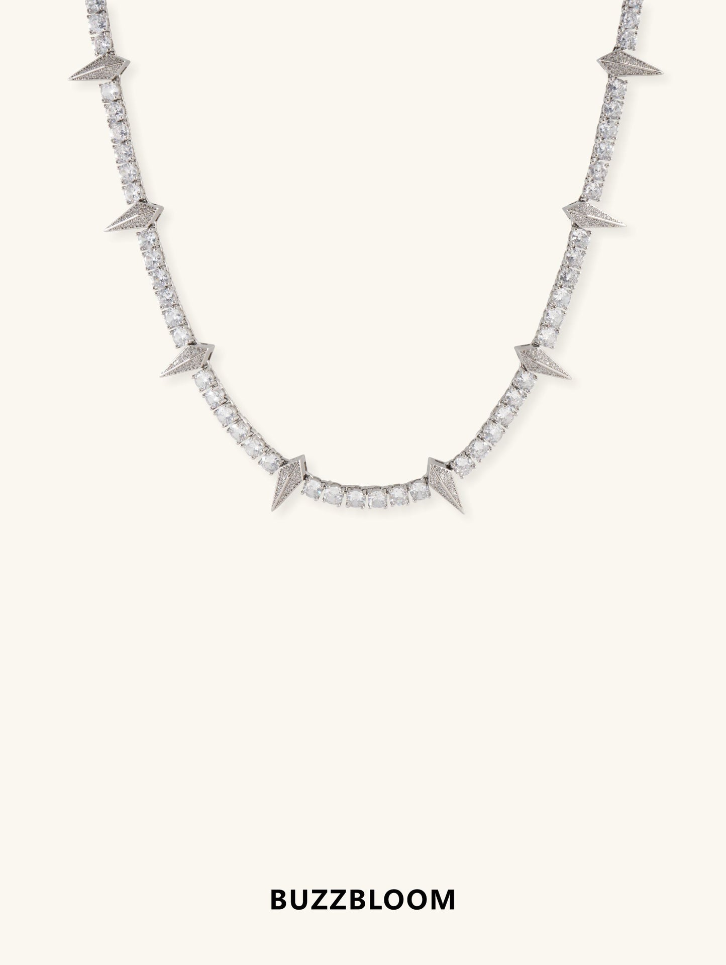 Diamond 14K Panther-Inspired Tennis Chain in white gold front view - BUZZBLOOM
