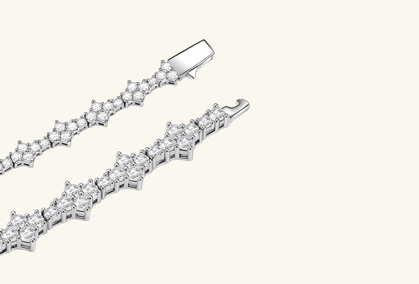Side profile of Diamond 14K tennis bracelet highlighting diamond arrangement